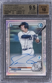2020 Bowman Draft 1st Edition Chrome Autos (Rose Gold Refractors) #CDAST Spencer Torkelson Signed Rookie Card (#1/1) – BGS GEM MINT 9.5/BGS 10